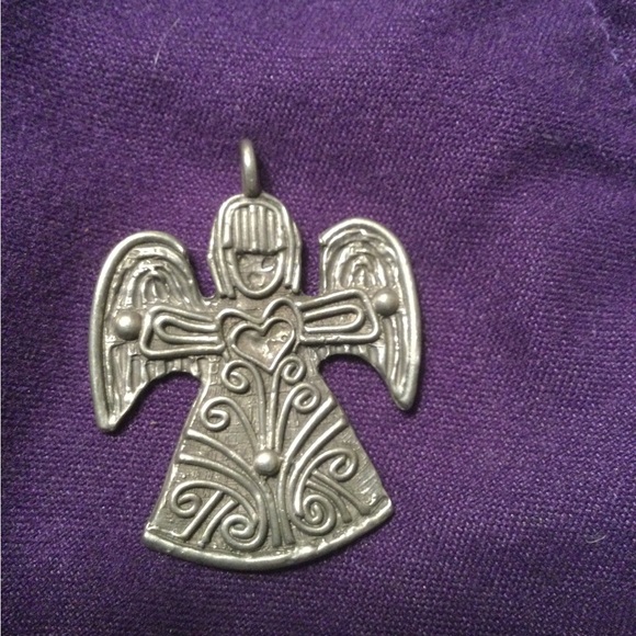 Signed MARCIE Pewter Angel with Heart Pendant for Necklace. - Picture 3 of 5